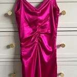 Dillard's Hot Pink Satin Homecoming Dress Photo 1