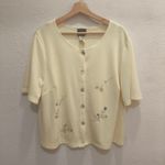 Teddi Cardigan Sweater Yellow Pastel Floral Dainty Embroidered Cottagecore Grany Size 18W Photo 8