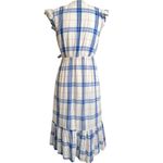 Old Navy Faux Wrap Plaid Midi Dress Ruffle Sleeve Tiered Preppy Summer, Size M Photo 2