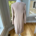 Cable & Gauge  Neutral Taupe Ribbed Cotton Nylon Scalloped Hem Open Cardigan M Photo 2