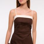 Abercrombie & Fitch AnF Dark Brown White Beige Linen Blend Tube Top Blouse Photo 0