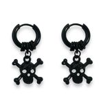 Skull Dangle Drop Earrings for Men Women Streetwear Punk Hip Hop Unisex Style Black Photo 0