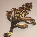 Pastelli Aged Gold Brass Tone Vintage Floral Spray Brooch Shoulder Pin Photo 0