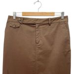 Ralph Lauren Lauren Premium Dark Brown Cotton Pencil Skirt Size 10 Khaki Chino Photo 3