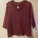 st. john's bay St John’s Bay Maroon 3/4th Sleeve V Neck Top Size Medium Photo 0