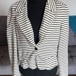 Anthropologie Cartonnier Black and White Striped Blazer Size Large Photo 0