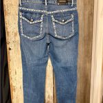 Luxe  Denim Jeans with Rhinestone accents and white stitching Photo 6