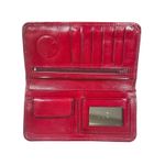 Handmade Vtg Red Tooled Leather Sunflower Womens Embossed Clutch Wallet Mexico 8" x 4" Photo 8