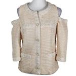 Boston Proper Pink and Cream Tweed Blazer with Shoulder Cutouts Size 4 NWOT Photo 0