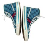 Gucci Tennis 1977 High Top Sneakers Turquoise Navy Logo Monogram Size 37 Photo 6