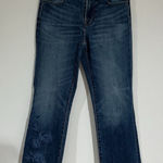 J Brand Woman’s Size 26 Cutoff Flower Aplique Straight Leg Low Rise Blue Jeans Photo 0