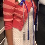 Elle Coral/Pink Striped Button Cardigan Photo 8