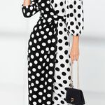 SheIn Polka Dot Lantern Sleeve Wrap Dress Photo 0