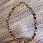 Vintage Earth Tone Faceted Crystals Necklace Orange Photo 1