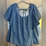 Old Navy NEW~  Flutter-Sleeve Smocked Denim Swing Blouse 3X Photo 0