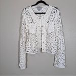 Jason Wu  White Crochet Cardigan Sweater Womens L Open Knit Bell Sleeve Festival Photo 6