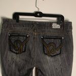 Charcoal Distressed Women's Cropped Jeans Black Size 14 Photo 5