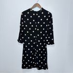 Kate Spade Black and Cream Polka Dot 3/4 Sleeve Mini Dress Ruffle Collar Size 4 Photo 2