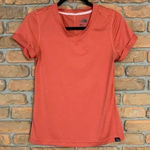 The North Face Top Womens Small Orange FlashDry Athletic V-Neck Performance Tee Photo 0