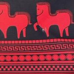 Jonathan Adler Equestrian Horse Southwestern Black Red Large Clutch Purse Bag Photo 5