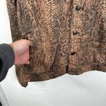 Free People Brown Snake Print Button Front Denim Trucker Jacket Size M Photo 10