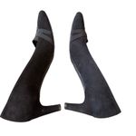 Stuart Weitzman  Black Suede Elastic Strap Pointed Toe Kitten Heel Pumps Shoes 7M Photo 0