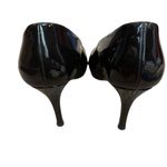 Prada Women’s Size 38 Peep Toe Pump Heels Black Patent Leather Classic Luxury Photo 3