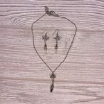 Fairy crystal earring & necklace set silver tone whimsical black & clear crystal Photo 0