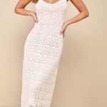 Lulus  Sunset Vibes Light Beige Crochet Sleeveless Midi Dress Photo 0
