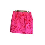 Rafaella  Women Tropical Leaf Print Pink Red Mini Skirt Size M Photo 6