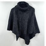 Roots  One Size Dark Grey Turtle Neck Knit Poncho Photo 0