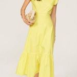 MARISSA WEBB COLLECTIVE Yellow Poplin Hourglass Waist Cutout Midi Dress Size 4 Photo 0