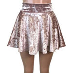 Topshop  Dusty Pink Crushed Velvet Skater Skirt Women’s 6 Photo 0