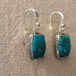 Sterling Silver BARSE Turquoise Rope Braid Framed Drop Earrings Photo 1