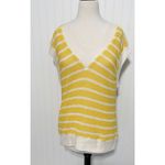 ZARA Oversized Striped Knit V-Neck Sweater Vest Sleeveless Yellow White Small Photo 1