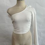 ZARA Ribbed One Shoulder Ruched Side Crop Top 087 Photo 0