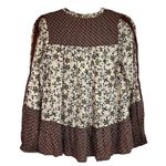 Patrons of Peace Anthropologie  Long Sleeve Boho Floral Flowy Blouse Top Medium Photo 1