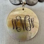Gray Shell Beaded Monogram Pendant Necklace with Toggle Clasp Photo 3