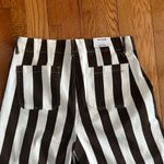 Mica High Rise Brown and Cream Striped Cropped Wide Leg Jeans Photo 3