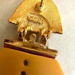 P.E.P vintage satin brushed gold tone yellow statement post earrings Photo 6