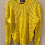 Ralph Lauren  Yellow Cable-Knit Cotton Pullover Sweater – Large – 1990s Vintage Photo 0