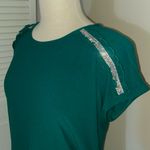 89th & Madison Diamanté Ruffle Embellished Hunter Green Blouse M Medium Photo 2