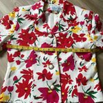 Gay Boyer floral print skirt suit VTG Lined Size 10 Spring Cotton Vibrant Classy White Photo 2