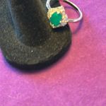 Size 8 green opal TANZAN and Garnet platinum over Sterling silver marked 925​ Photo 3