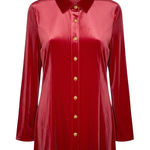 Soft Surroundings  Red Velvet Button Up Shirt Long Sleeve Women Size Medium Photo 0