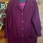 Ellen Tracy Vintage Cashmere Wool Button  80s Maxi Jacket Coat Plum Large Purple Photo 0
