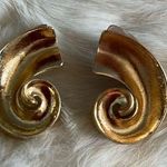 Conch Swirl Goldtone Pierced Earrings Gold Photo 0