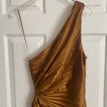 Petal and Pup Kleo One Shoulder Maxi Dress Golden Ochre Pleated Bridesmaid Photo 1