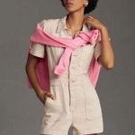 Anthropologie NWT The Kit Utility Romper by Pilcro in Neutral Cream Beige Size 2 Photo 0