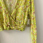 BP  Nordstrom Floral Crop Top XS Long Sleeve Green Hannah Kate Photo 2